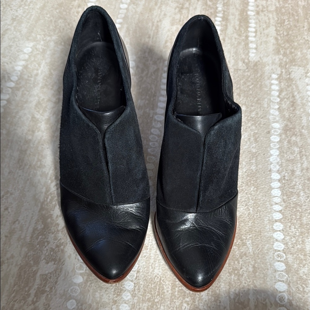 Banana Republic Black Leather and Suede Ankle Boots